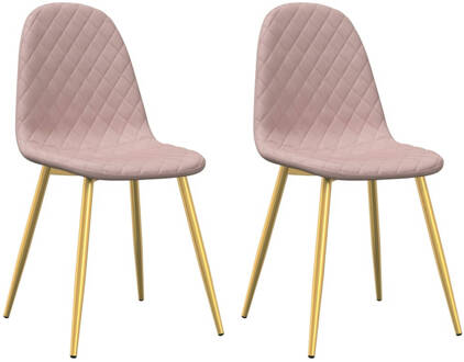 vidaXL Eetkamerstoelen 2 st fluweel roze