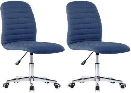 vidaXL Eetkamerstoelen 2 st stof blauw