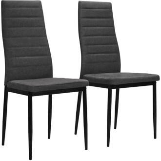 vidaXL Eetkamerstoelen 2 st stof donkergrijs