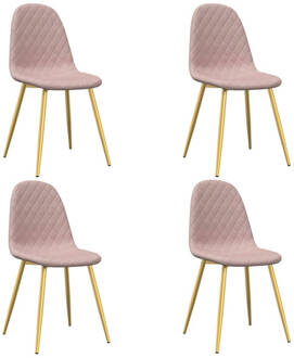 vidaXL Eetkamerstoelen 4 st fluweel roze