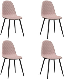 vidaXL Eetkamerstoelen 4 st fluweel roze