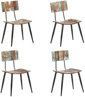 vidaXL Eetkamerstoelen 4 st massief gerecycled hout Multicolor