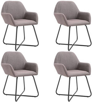 vidaXL Eetkamerstoelen 4 st stof taupe Bruin