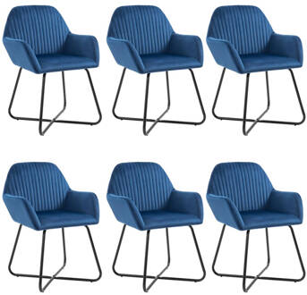 vidaXL Eetkamerstoelen 6 st fluweel blauw