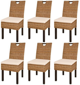 vidaXL Eetkamerstoelen 6 st Kubu rattan mangohout Bruin