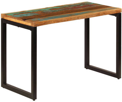 vidaXL Eettafel 115x55x76 cm massief gerecycled hout en staal Bruin