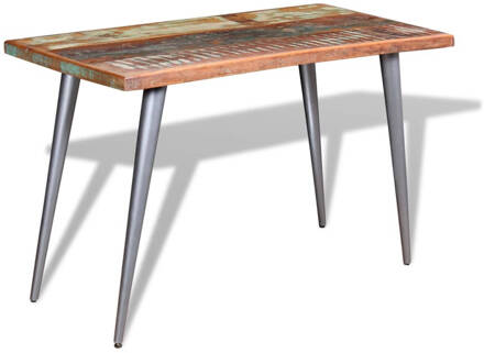 vidaXL Eettafel 120x60x76 cm massief gerecycled hout Multicolor