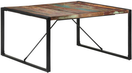 vidaXL Eettafel 140x140x75 cm massief gerecycled hout Multicolor