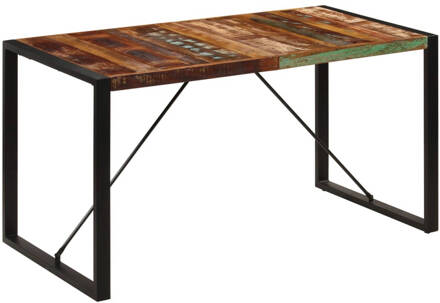 vidaXL Eettafel 140x70x75 cm massief gerecycled hout Multicolor