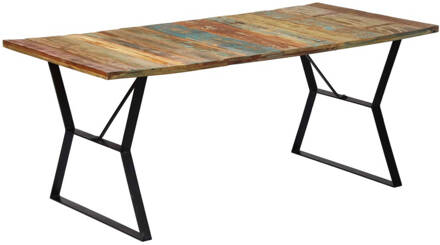 vidaXL Eettafel 180x90x76 cm massief gerecycled hout Multicolor