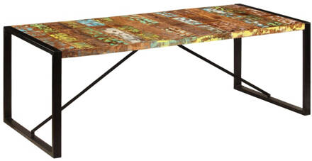 vidaXL Eettafel 220x100x75 cm massief gerecycled hout Multicolor