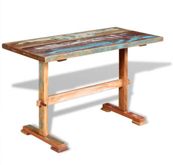 vidaXL Eettafel op voet massief gerecycled hout 120x58x78 cm Bruin