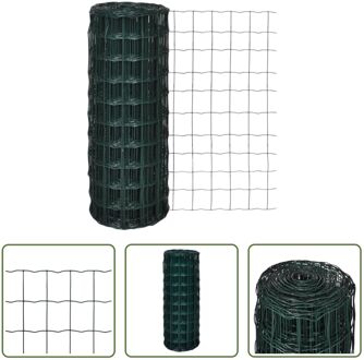 vidaXL Euro Hekwerkset - 1.0 x 25 m - 100 x 100 mm Gaas - 1.8 / 2.2 mm Draad Groen