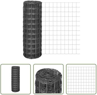 vidaXL Euro Hekwerkset Grijs 1m x 25m - PVC-coating - 77x64mm gaas