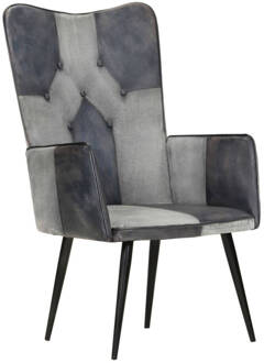 vidaXL Fauteuil echt leer grijs