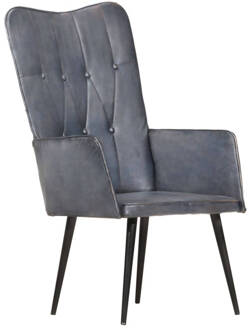 vidaXL Fauteuil echt leer grijs