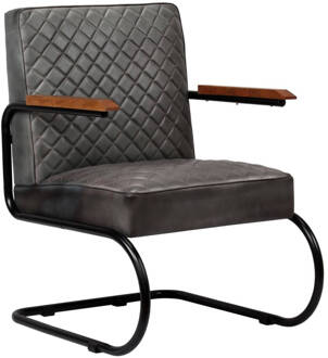 vidaXL Fauteuil echt leer grijs