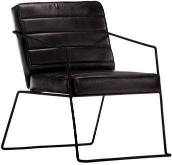 vidaXL Fauteuil echt leer zwart