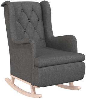 vidaXL Fauteuil met massief rubberwood schommelpoten stof donkergrijs