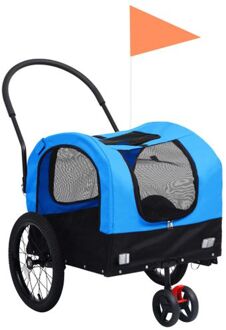 vidaXL Fietstrailer en hondenwagen 2-in-1 blauw en zwart