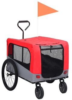 vidaXL Fietstrailer en hondenwagen 2-in-1 rood en grijs Multikleur