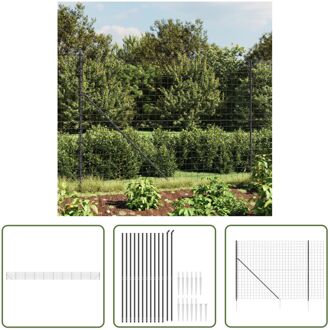 vidaXL Gaashekwerk - Draadgaashek - 2 x 25 m - Antraciet - Gegalvaniseerd staal met PVC-coating Grijs