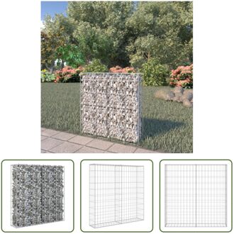 vidaXL Gabion Mand - 80 x 20 x 100 cm - Gegalvaniseerd Staal Zilverkleurig