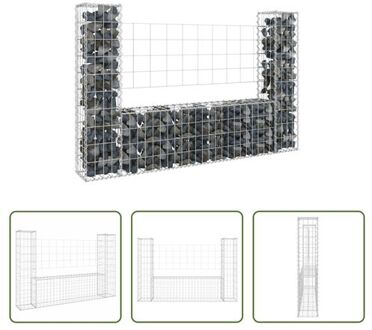 vidaXL Gabion Mand Schanskorf - 140 x 20 x 100 cm - RVS en weerbestendig ijzer Zilverkleurig