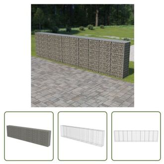 vidaXL Gabion Manden - 600x50x150 cm - Gegalvaniseerd Staal - Hoog Draagvermogen Zilverkleurig