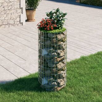 vidaXL Gabion paal 50x100cm - ronde gegalvaniseerde stalen paal voor tuin- en terrasborder Zilverkleurig