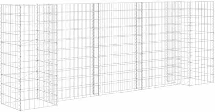 vidaXL Gabion plantenbak H-vormig 260x40x100 cm staaldraad Zilver