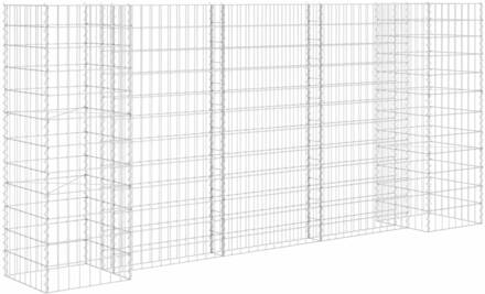 vidaXL Gabion plantenbak H-vormig 260x40x120 cm staaldraad Zilver