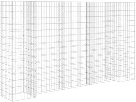 vidaXL Gabion plantenbak H-vormig 260x40x150 cm staaldraad Zilver