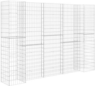 vidaXL Gabion plantenbak H-vormig 260x40x180 cm staaldraad Zilver