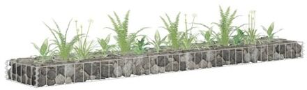 vidaXL Gabion plantenbak verhoogd 180x30x10 cm gegalvaniseerd staal Zilverkleurig