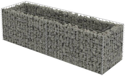 vidaXL Gabion plantenbak verhoogd 180x50x50 cm gegalvaniseerd staal Zilver