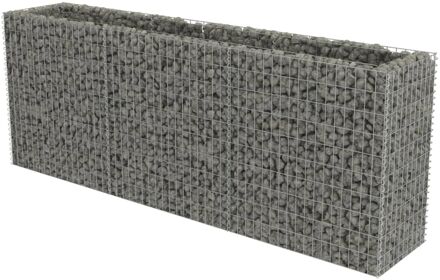 vidaXL Gabion plantenbak verhoogd 270x50x100 cm gegalvaniseerd staal Zilver