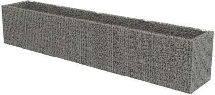 vidaXL Gabion plantenbak verhoogd 540x90x100 cm gegalvaniseerd staal Zilver