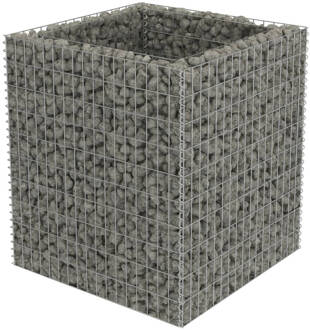 vidaXL Gabion plantenbak verhoogd 90x90x100 cm gegalvaniseerd staal Zilver