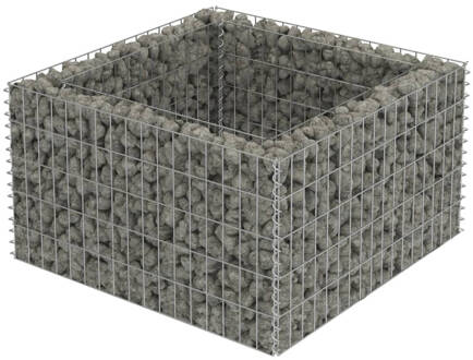 vidaXL Gabion plantenbak verhoogd 90x90x50 cm gegalvaniseerd staal Zilver