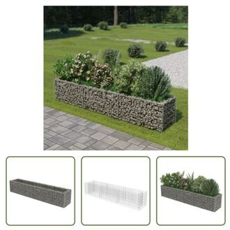 vidaXL Gabion Raised Planter - 270 x 50 x 50 cm - Galvanized Steel Zilverkleurig