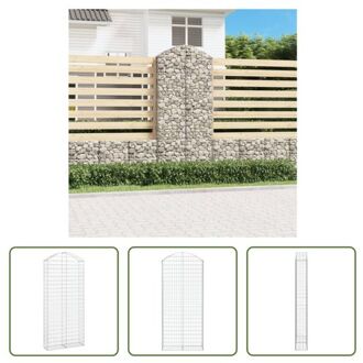 vidaXL Gabion Schanskorf 100x30x220/240 cm - Geluidsisolerende Tuinbarrière Zilverkleurig