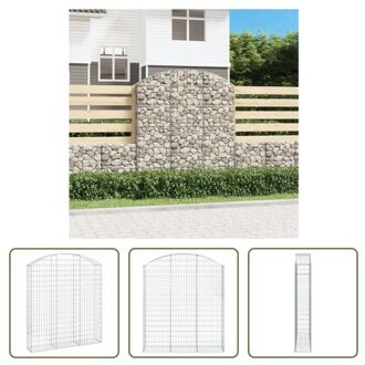 vidaXL Gabion Schanskorf - 150 x 30 x 160/180 cm - Decoratieve geluidsisolerende tuinbarrière - Zilverkleurig