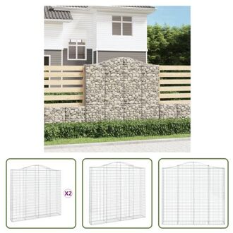 vidaXL Gabion Schanskorf - 200 x 30 x 180/200 cm - Gegalvaniseerd ijzer - Decoratieve tuinbarrière Zilverkleurig