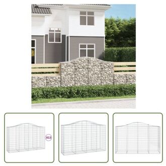 vidaXL Gabion Schanskorf - 200 x 50 x 120/140 cm - Geluids- windwerende tuinbarrière - Gegalvaniseerd ijzer Zilverkleurig