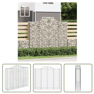 vidaXL Gabion Schanskorf - 200 x 50 x 160/180 cm - Geluidsisolatie - Zilver Zilverkleurig