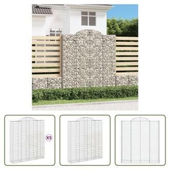 vidaXL Gabion Schanskorf - 200 x 50 x 220/240 cm - Gegalvaniseerd IJzer - Decoratieve Tuinbarrière Zilverkleurig