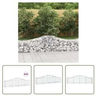 vidaXL Gabion Schanskorf - 200 x 50 x 40/60 cm - Gegalvaniseerd ijzer - 25 stuks Zilverkleurig