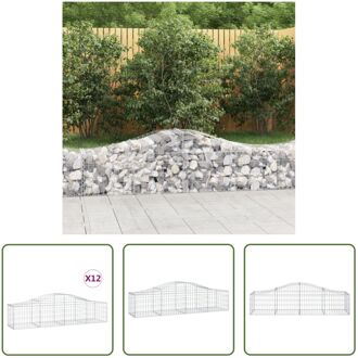 vidaXL Gabion Schanskorf - 200x50x40/60 cm - Geluidsisolerend - Gegalvaniseerd ijzer - 12 stuks Zilverkleurig