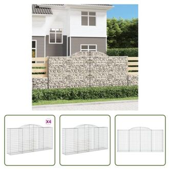 vidaXL Gabion Schanskorf 300x50x140/160 cm - Gegalvaniseerd IJzer - Decoratieve Geluidsisolerende Zilverkleurig